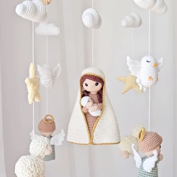 Móbile de Fé | Nossa Senhora e o Menino Jesus - 16 PEÇAS